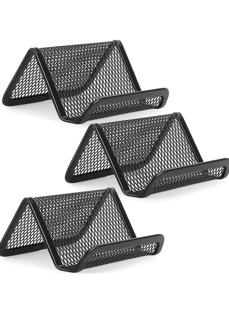 Oasisgalore 3PCS Metal Mesh Business Card Holder, Desktop Display Stand for Office (Holds 50 Cards)  - Image 1