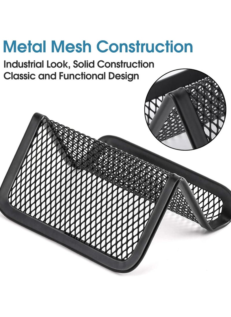Oasisgalore 3PCS Metal Mesh Business Card Holder, Desktop Display Stand for Office (Holds 50 Cards)  - Image 2