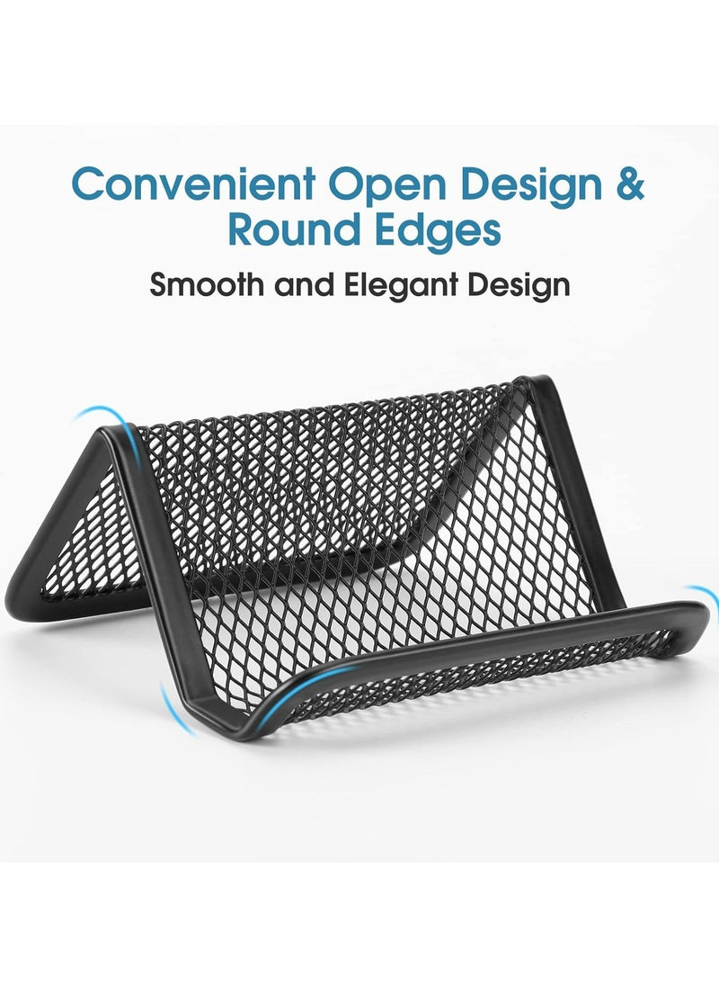 Oasisgalore 3PCS Metal Mesh Business Card Holder, Desktop Display Stand for Office (Holds 50 Cards)  - Image 3