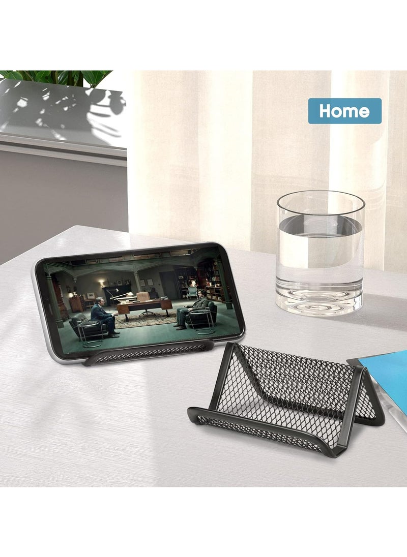 Oasisgalore 3PCS Metal Mesh Business Card Holder, Desktop Display Stand for Office (Holds 50 Cards)  - Image 4