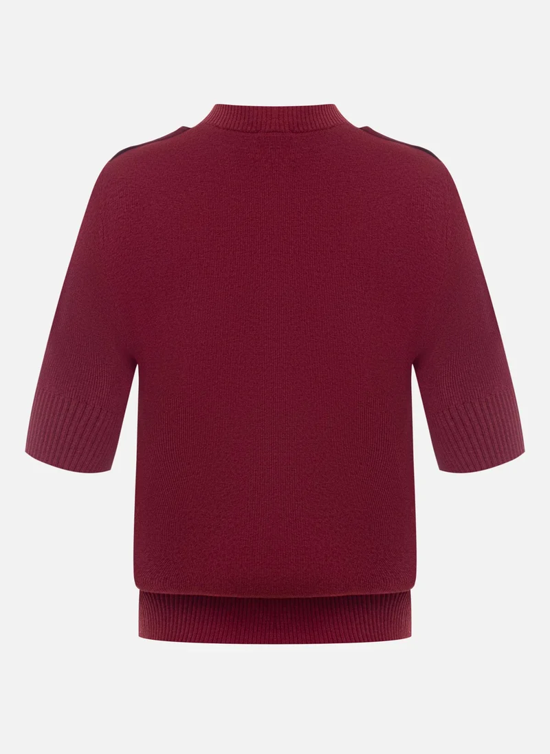 Lichi Short-sleeved knitted cardigan with golden fittings
