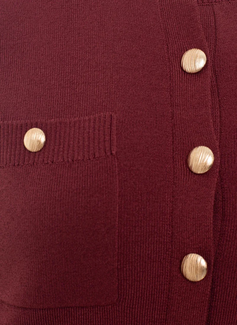 Lichi Short-sleeved knitted cardigan with golden fittings