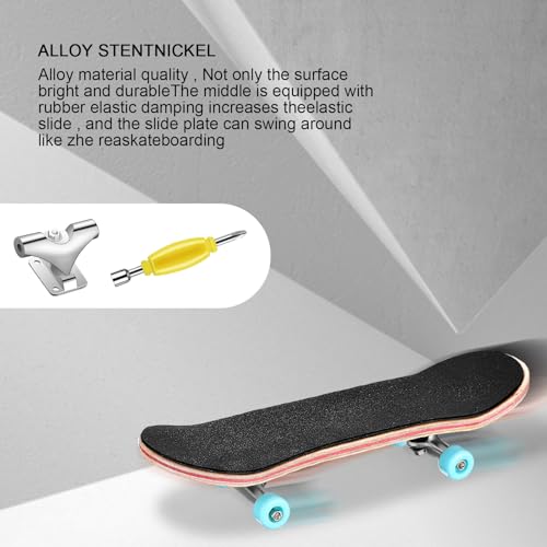 Charniol 2 Pieces Wooden Finger Skateboard Park Mini Finger Boards Toy Professional Skateboard with Mini Screws Driver Fingertip Movement Novelty Toys for Teens and Adults - Image 3