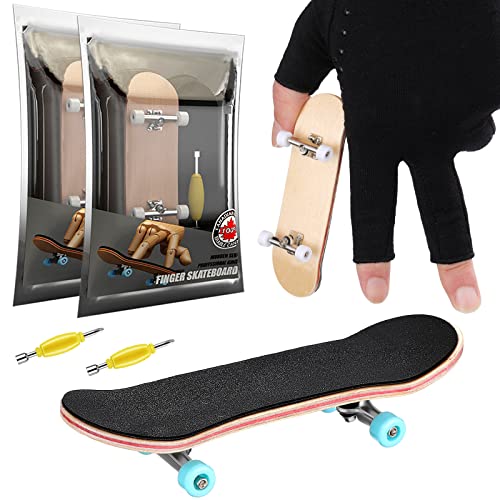 Charniol 2 Pieces Wooden Finger Skateboard Park Mini Finger Boards Toy Professional Skateboard with Mini Screws Driver Fingertip Movement Novelty Toys for Teens and Adults - Image 1