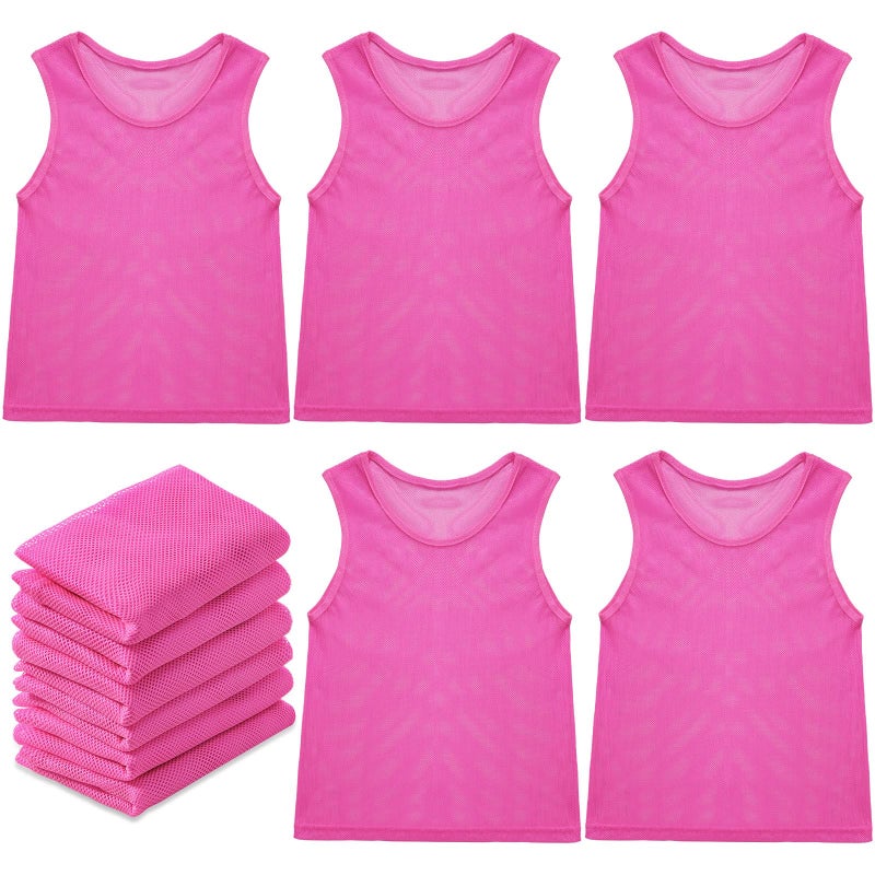 Sintege 12 Pcs Soccer Pinnies Pennies Jersey Scrimmage Vest Sports Practice Jersey Mesh Basketball Vest for Youth Adult KidsSmallPink