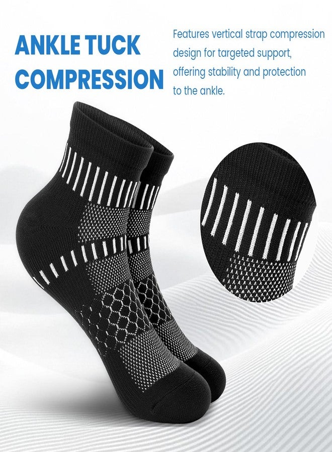 IRAMY Ankle Compression Socks for Women Men Coolmax Moisture Wicking Running Socks Plantar Fasciitis Relief 2/4/6 Pairs, Black(2 Packs), XL - Image 3