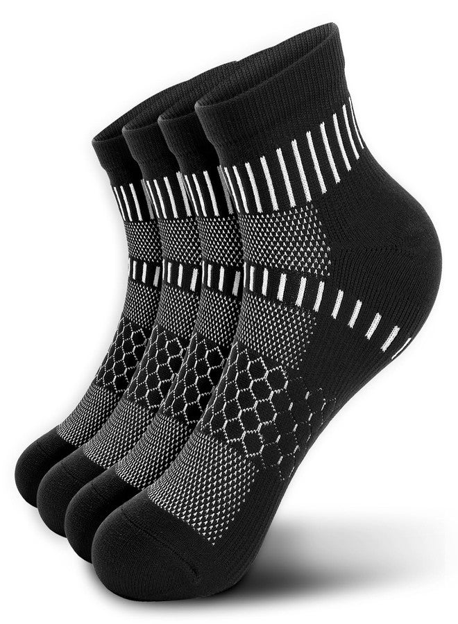 IRAMY Ankle Compression Socks for Women Men Coolmax Moisture Wicking Running Socks Plantar Fasciitis Relief 2/4/6 Pairs, Black(2 Packs), XL - Image 1