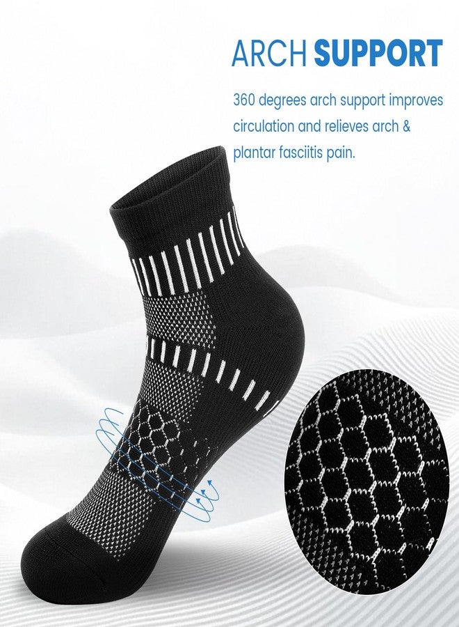 IRAMY Ankle Compression Socks for Women Men Coolmax Moisture Wicking Running Socks Plantar Fasciitis Relief 2/4/6 Pairs, Black(2 Packs), XL - Image 2