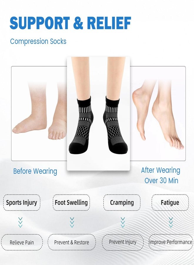 IRAMY Ankle Compression Socks for Women Men Coolmax Moisture Wicking Running Socks Plantar Fasciitis Relief 2/4/6 Pairs, Black(2 Packs), XL - Image 5