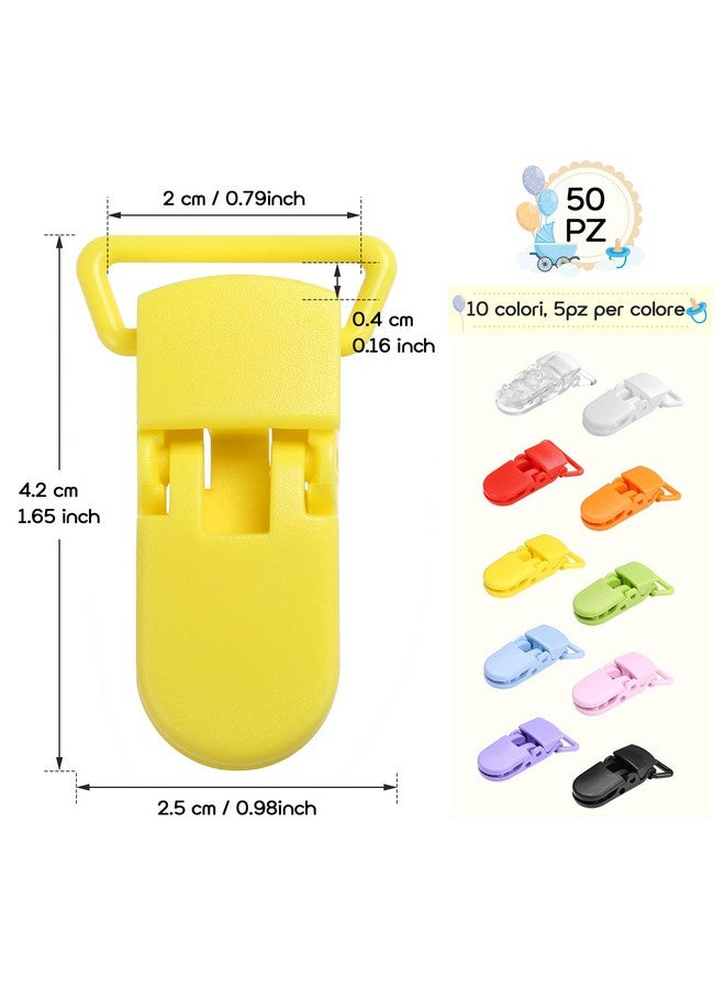 LIHAO 50x Pacifier Clips Holders for Teething Toys Baby Blankets - 10 Colors - Image 1