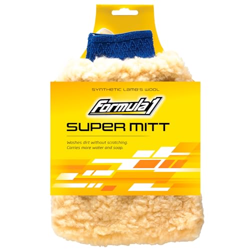 Formula 1 Super Car Wash Mitt – Synthetic Lambs Wool Wash Mitt Auto Detailing Supplies – Large Car Duster for Wet & Dry Applications – Super Absorbent Exterior Care Products - Image 1