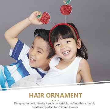 TOPBATHY TOPBATHY Fruit Headband Glitter Apples Head Boppers Red Hair Hoop Holiday Festival Hair Accessory for Women Girls Kids Children - Image 2