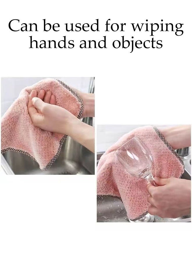 DUNISO 4 Pcs Kitchen Dish Cloths,Coral Fleece Cleaning Cloth,Highly Absorbent Wipe Cloths, Fast Drying Scouring Pad,with Lanyard,Easy-Rinse,Nonstick Oil,for Washing Dishes, Glass and Tables - Image 4