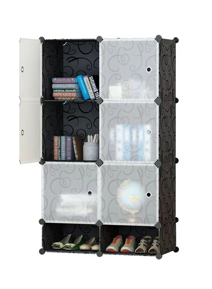 CityRiya-Long Portable Wardrobe Storage Cabinets Cube Storage Organizer 8 Cube Closet Organizer with Doors 12" × 12" Modular Bookshelves Plastic Stackable Cubes Cabinet Wardrobe for Bedroom Home - Image 1