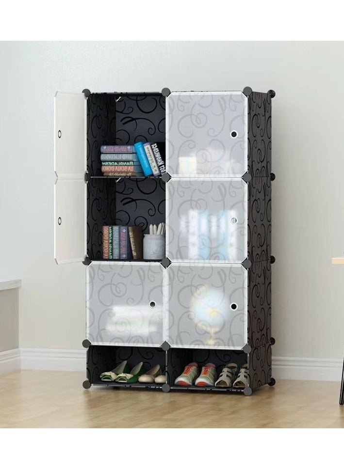 CityRiya-Long Portable Wardrobe Storage Cabinets Cube Storage Organizer 8 Cube Closet Organizer with Doors 12" × 12" Modular Bookshelves Plastic Stackable Cubes Cabinet Wardrobe for Bedroom Home - Image 2