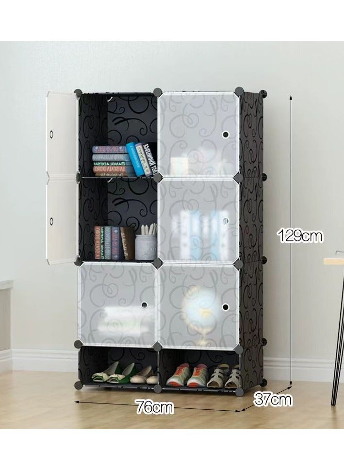 CityRiya-Long Portable Wardrobe Storage Cabinets Cube Storage Organizer 8 Cube Closet Organizer with Doors 12" × 12" Modular Bookshelves Plastic Stackable Cubes Cabinet Wardrobe for Bedroom Home - Image 3