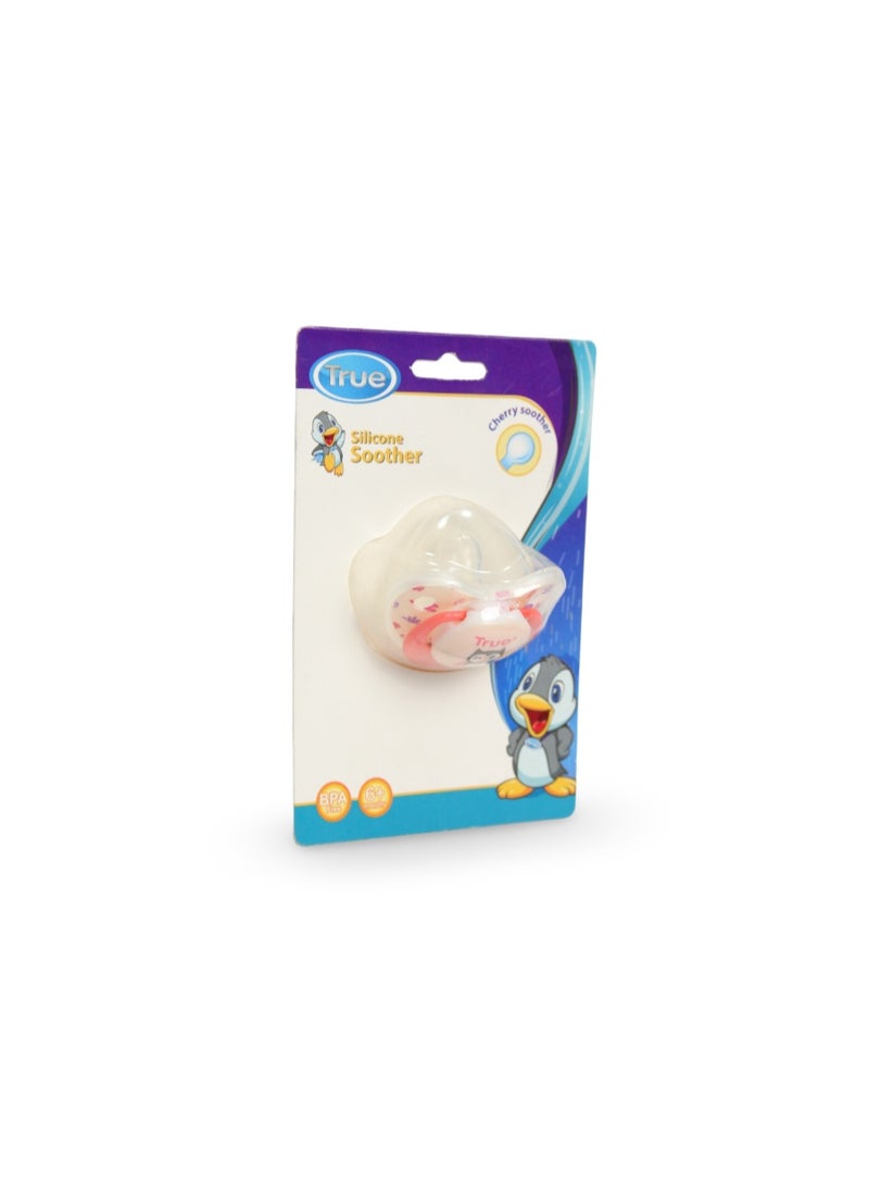 ترو لهاية سيليكون حقيقية بنقشة الكرز، مناسبة للأطفال من عمر 6 أشهر فما فوق - لون وردي بنقشة بومة - Image 1