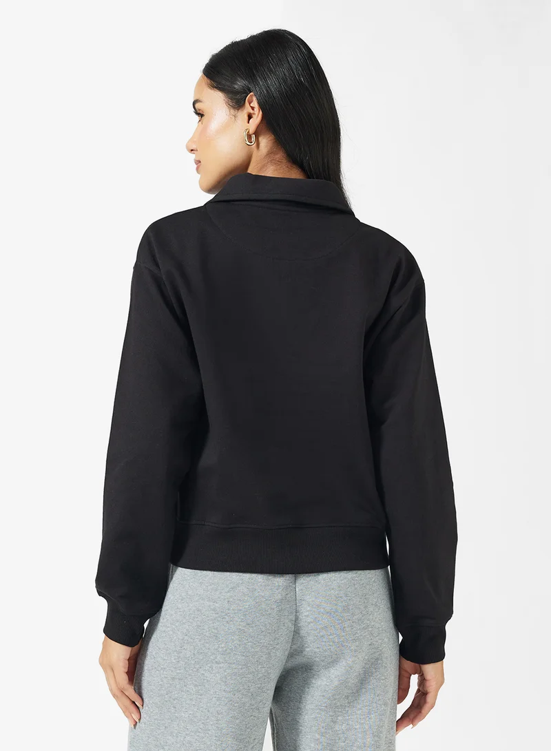 جينجر بيسيكس Cotton Zip Up Oversize Sweatshirt