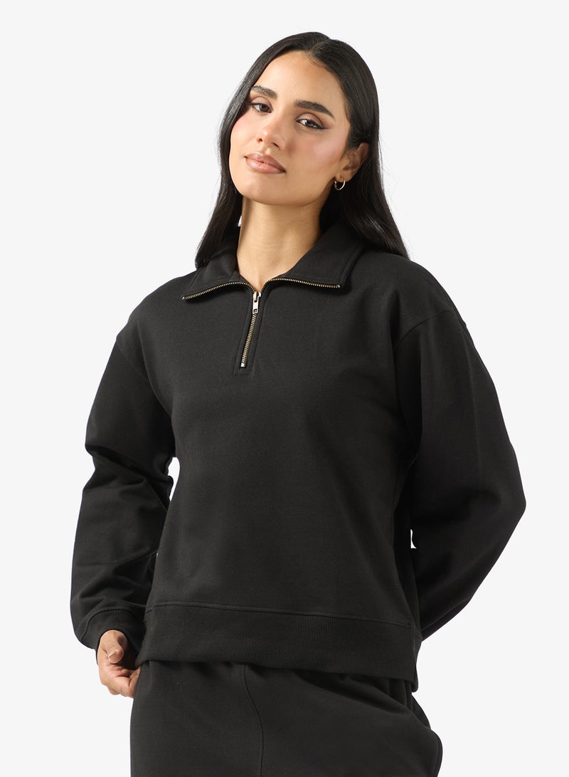 Ginger Basics Cotton Zip Up Oversize Sweatshirt - Image 1