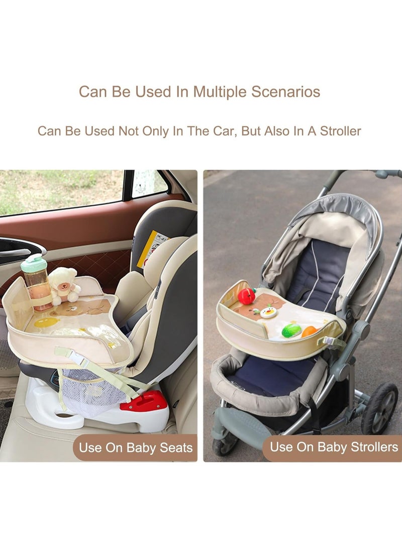 Hihonor Kids Travel Tray Seat Lap, Activity Half Surrounded Organizer with Transparent Bag Side Pocket for Strollers Car Child Seat Car Seat Attachable Storage & Organizers, Rabbit - Image 4