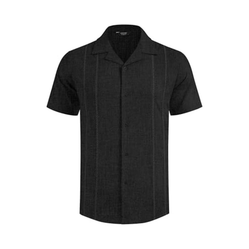 قمصان COOFANDY Guayabera للرجال كوبية بأكمام قصيرة وأزرار سفلية للصيف وقمصان كتان - Image 5
