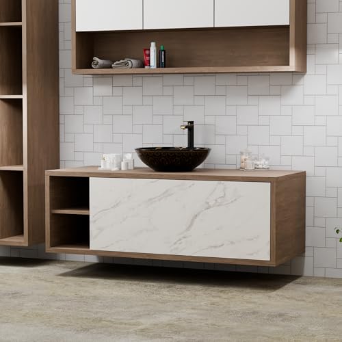 B Backline Ceramic Moroccan Table Top Wash Basin/Counter Top Wash Basin/Bathroom Sink For Bathrooms & Livingroom 41 X 41 X 14 Cm (Black Gold Glossy) - Image 5