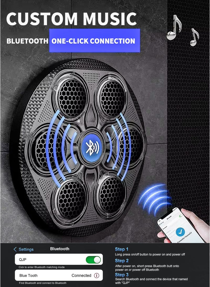 دي بلو جهاز ملاكمة ذكي موسيقي للتثبيت على الحائط مع ارتفاع قابل للتعديل وشاشة LED، تأثيرات إضاءة RGB، مكبر صوت بلوتوث، تتبع أهداف اللكم، 15 وضعًا وسرعة للتدريب، يشمل قفازات، تدريب على رد الفعل للأطفال والبالغين ومناسب لتمارين اللياقة البدنية المنزلية. لعبة رياضية تعليمية للأطفال، وسادة ملاكمة للتدريب - Image 3