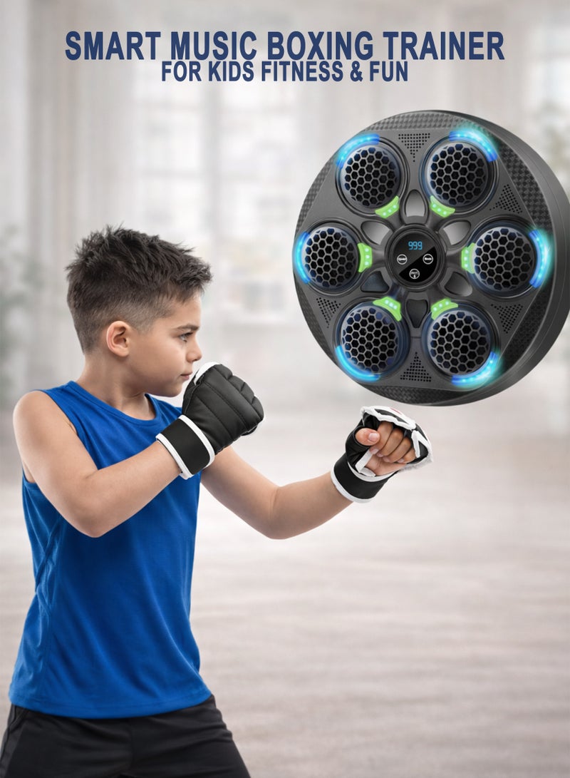 DBLEW Wall Mounted Smart Music Boxing Machine Kit with Adjustable Height and LED Display, RGB Light Effects, Bluetooth Speaker, Target Punch Tracking, 15 Training Modes & Speeds Includes Gloves, Reflex Training for Kids, Adults & Home Gym Fitness Exercise Workout Children Educational Sports Toy Punching Pad Equipment - Image 1