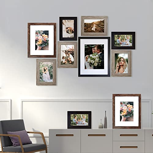 SESEAT Picture Frames Collage, Gallery Wall Frame Set with 11x14 8x10 5x7 4x6 Frames in 3 Different Finishes, Set of 10 - Image 2