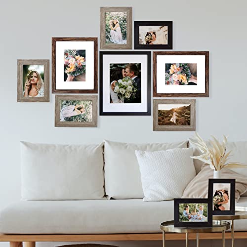 SESEAT Picture Frames Collage, Gallery Wall Frame Set with 11x14 8x10 5x7 4x6 Frames in 3 Different Finishes, Set of 10 - Image 5