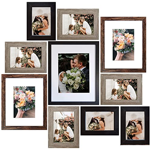 SESEAT Picture Frames Collage, Gallery Wall Frame Set with 11x14 8x10 5x7 4x6 Frames in 3 Different Finishes, Set of 10 - Image 1
