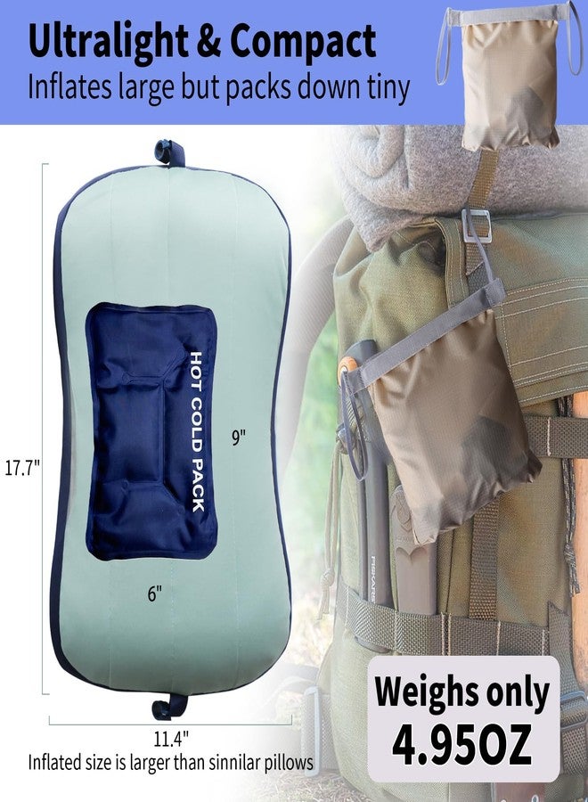 Coldcool Travel Rest Pillow, Soft Flocking Pillow with ice Pack, Portable Inflatable Leg Rest Pillow with Air Pump for Office, Home Relax, Camping and Travel Use - Image 2