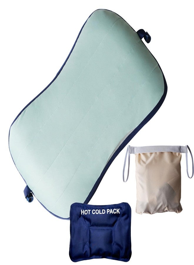 Coldcool Travel Rest Pillow, Soft Flocking Pillow with ice Pack, Portable Inflatable Leg Rest Pillow with Air Pump for Office, Home Relax, Camping and Travel Use - Image 1