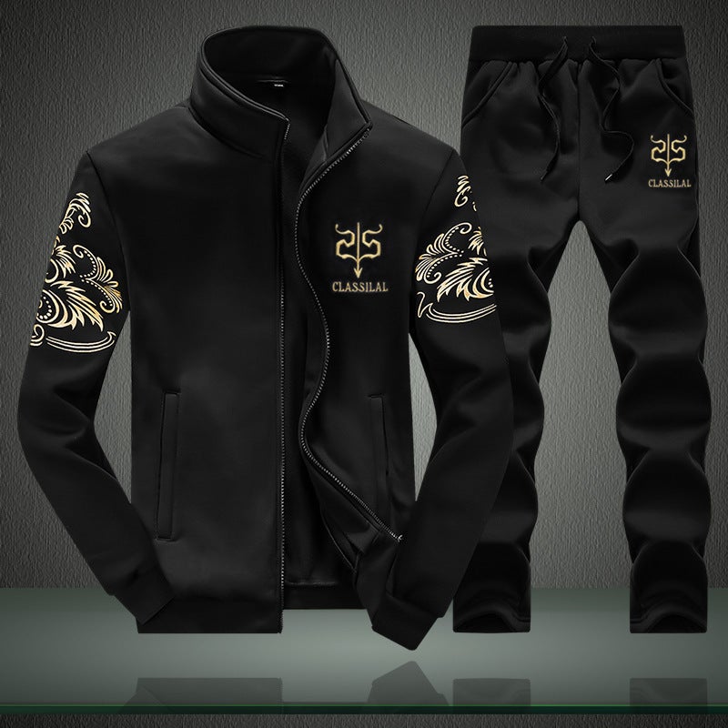 AliExpress Explosions 2022 Spring and Autumn Thin Mens Casual Sweatshirt suit Youth Mens Sports Jacket Foreign Trade Sweatshirt Black - Image 4