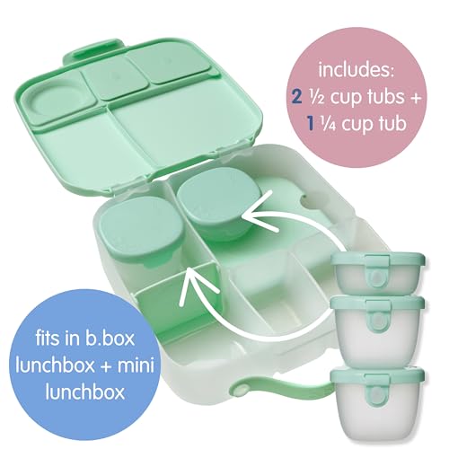 b.box Snack Tubs (3-pack): Snack Cups for Bento Box & Lunch Box. Leak Proof Snack Containers for Kids, 4 oz & 2 oz sizes. Dishwasher & Microwave Safe (Forest) - Image 3