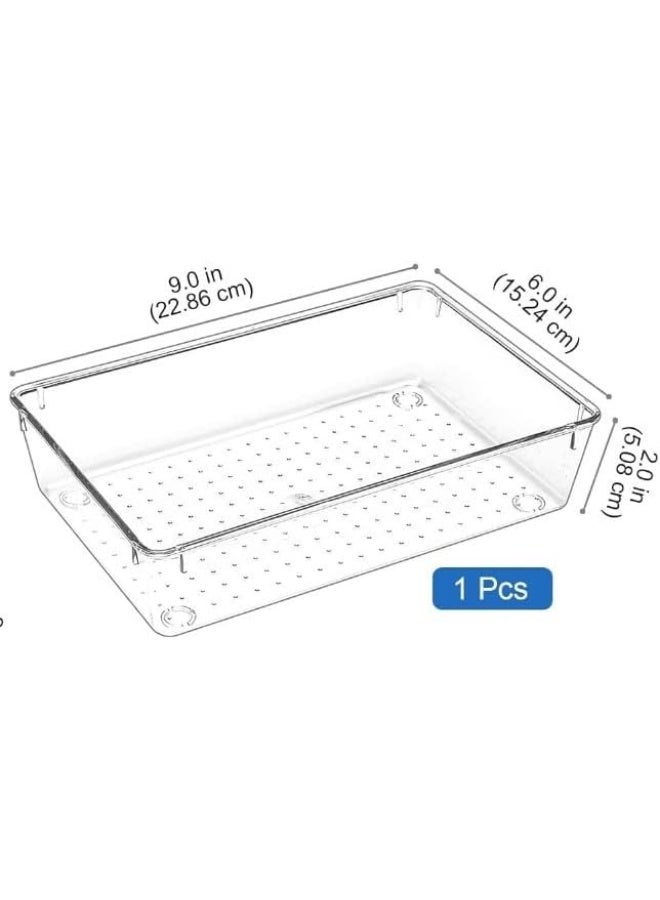 4 Pieces Clear Plastic Drawer Organizer Set, Different Sizes Desk Drawer Dividers and Storage Boxes for Makeup, Jewelry, Bedroom, Bathroom, Office - Image 2