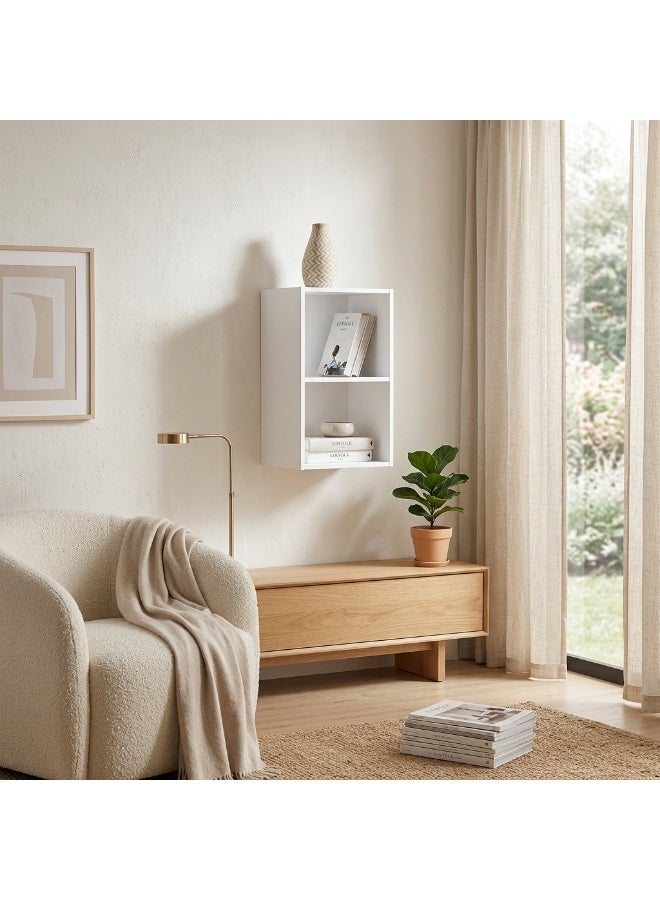 2-Tier White Wooden Bookcase Storage and Display Unit, 55x33x24 cm - Image 3
