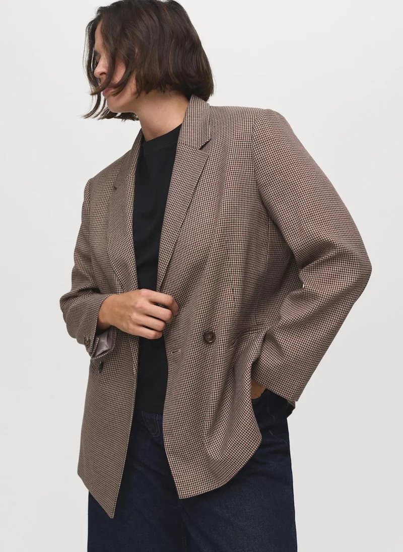 مانجو Micro-houndstooth double-breasted jacket