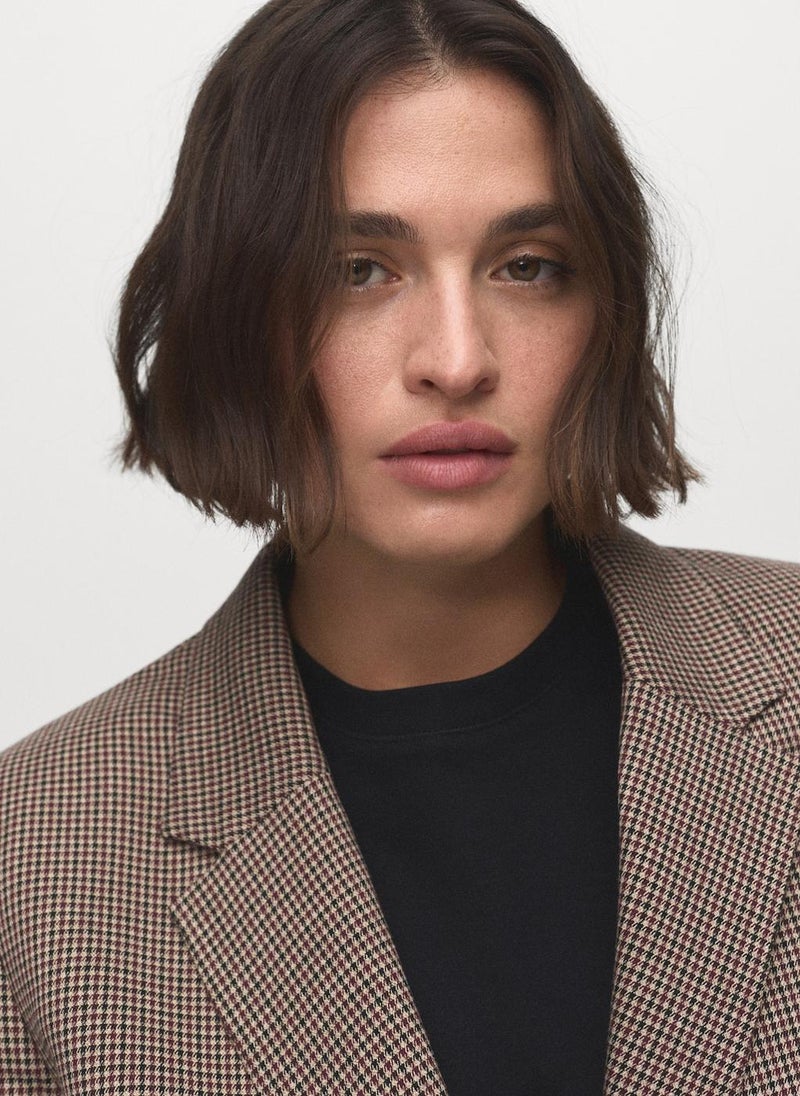 MANGO Micro-houndstooth double-breasted jacket - Image 3