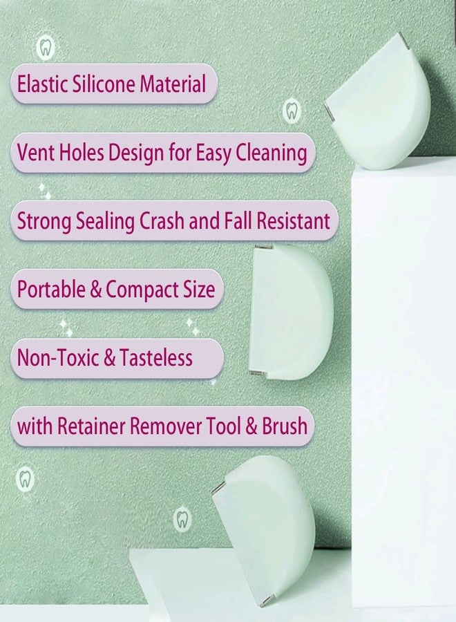 SNAWOP Retainer Case with Vent Holes Slim Silicone Cute Retainer Holder Portable Thin Braces Case Compatible with Invisalign Travel Denture Night Mouth Guard Aligner Box (Pink - Image 5
