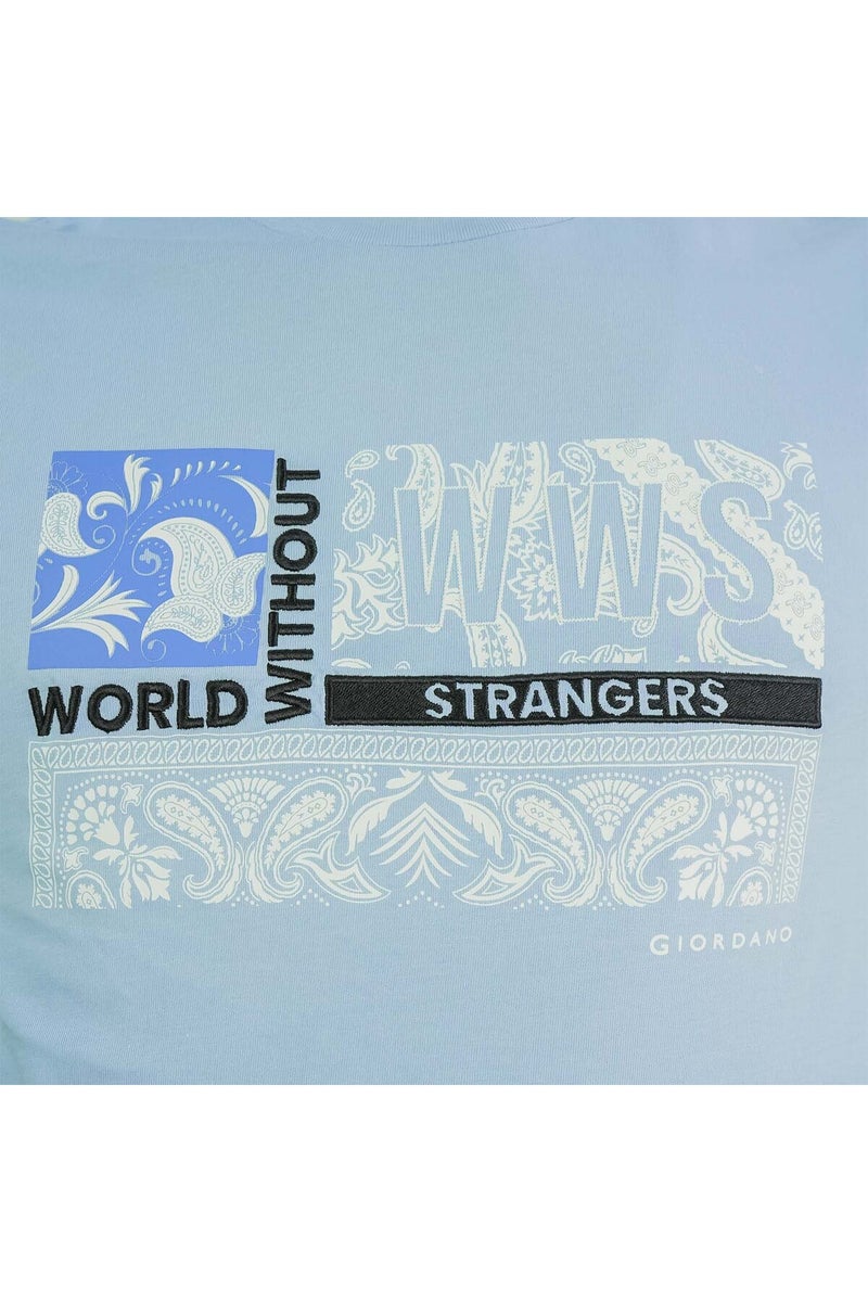 جيوردانو تيشيرت بطباعة زرقاء للرجال - Image 3