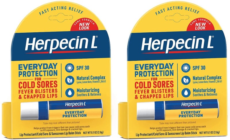 herpecin l بلسم شفاه هيربيسين L مع SPF30 وليسين؛ يحمي ويعالج قروح البرد والبثور الحموية، الشفاه المتشققة، 0.1 أونصة - عبوتين - Image 1