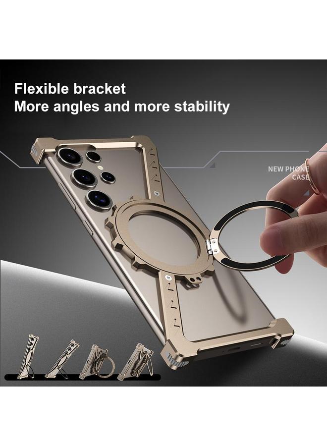 erorex Case For Samsung Galaxy S25 Ultra 5G Z-shaped Frameless Metal 360 Holder MagSafe Phone Case - Image 4