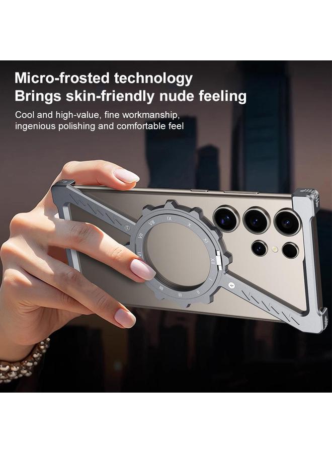 erorex Case For Samsung Galaxy S25 Ultra 5G Z-shaped Frameless Metal 360 Holder MagSafe Phone Case - Image 3