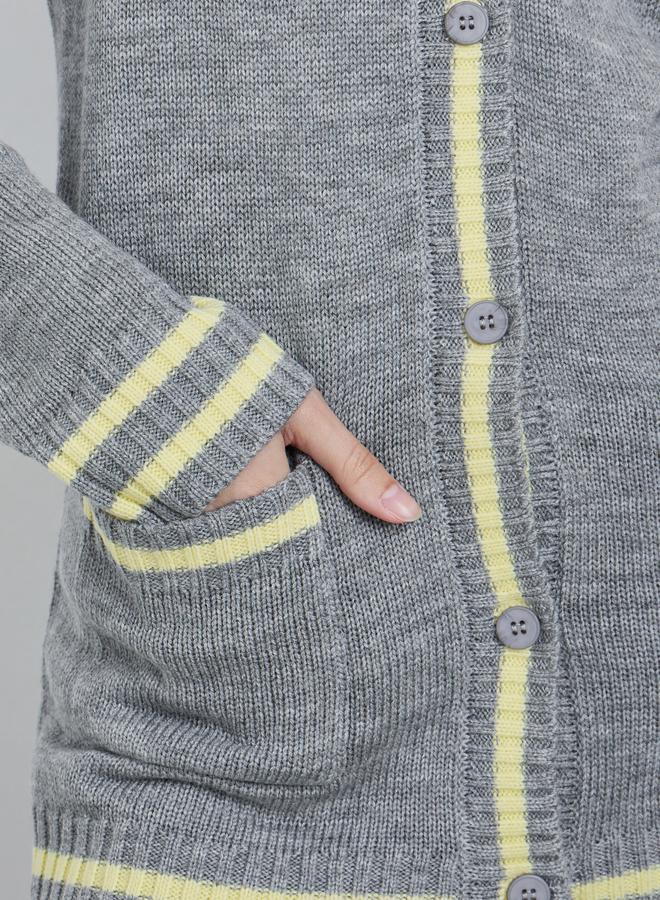 ستايلي كارديجان مخطط بقصة عادية وأزرار - Image 3