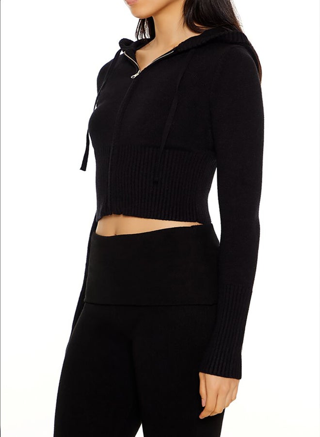 FOREVER 21 Hooded Cropped Zip-Up Sweater - Image 4