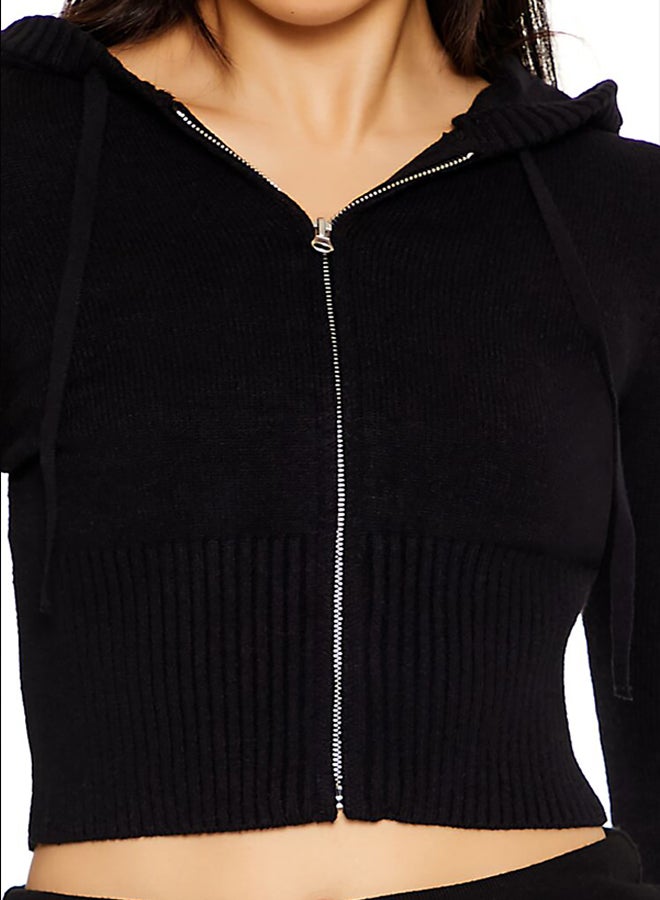 FOREVER 21 Hooded Cropped Zip-Up Sweater - Image 3
