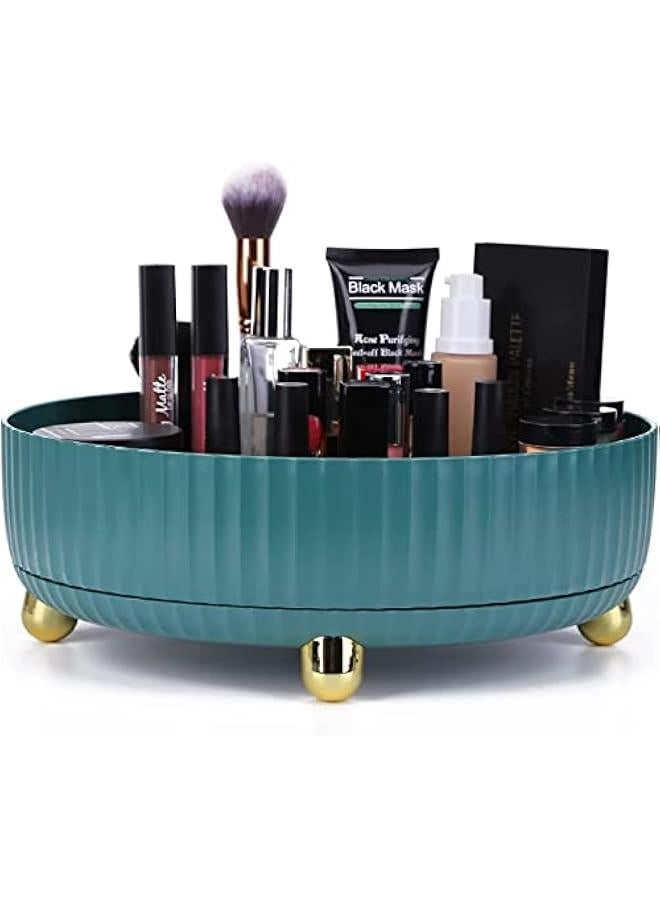 RYNX 360 Rotating Makeup Organizer  Large Capacity Spinning Skincare Perfumes Organizer  Cosmetics Organizer for Vanity Countertop and Bathroom Dresser  Lazy Bathroom Storage Box green) - Image 1