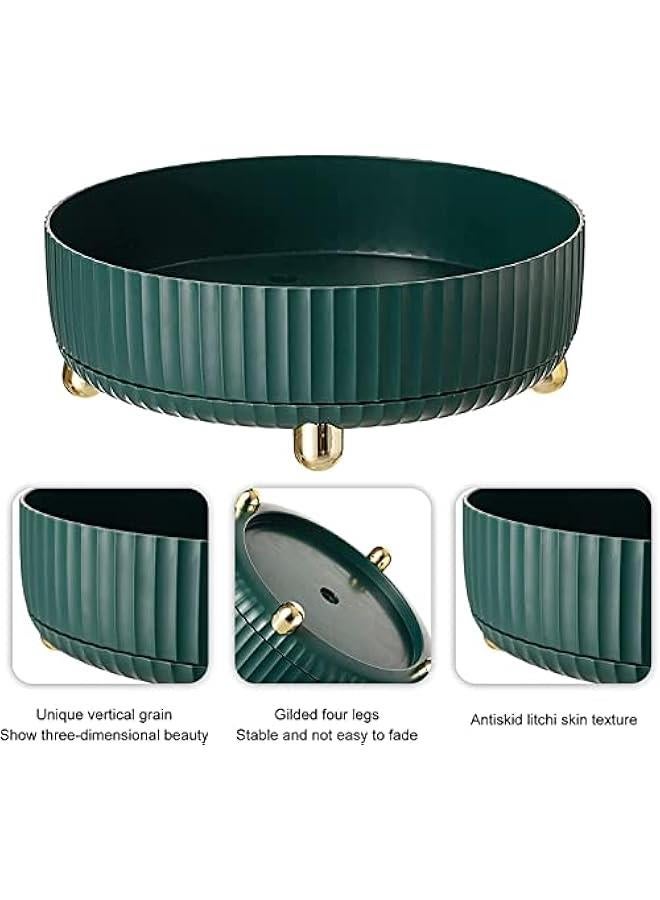 RYNX 360 Rotating Makeup Organizer  Large Capacity Spinning Skincare Perfumes Organizer  Cosmetics Organizer for Vanity Countertop and Bathroom Dresser  Lazy Bathroom Storage Box green) - Image 2
