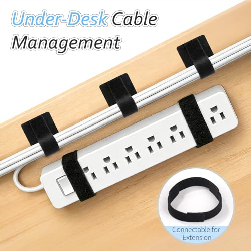 Znben Cable Management Under Desk, Znben Detachable Cable Straps Heavy Duty Hook and Loop Cable Ties Reusable 20 Pack - Image 3